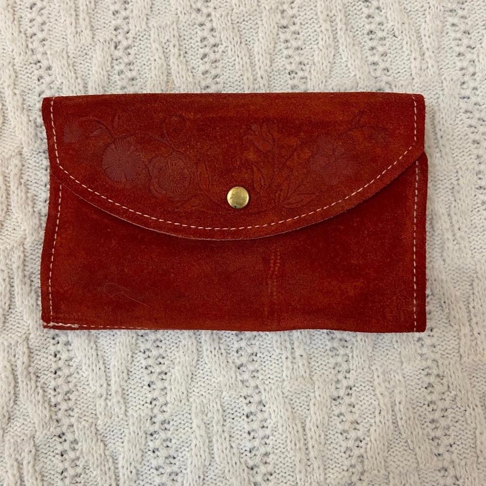 Vintage, Orange, Suede Leather, Long Wallet